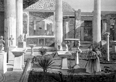 turisták Pompeji romjainál a 20. század elején (rajz) alkotó: Unbekannter Künstler