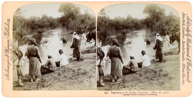 Keresztelés a Jordán folyóban, Palesztina, 1896. alkotó: Underwood and Underwood