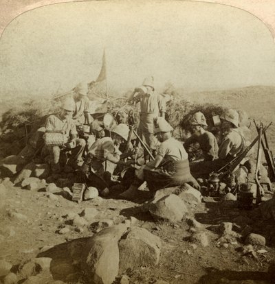 Gordon Highland jeladók a Signal Hillen, Euslin, Dél-Afrika, búr háború, 1899-1902. alkotó: Underwood and Underwood