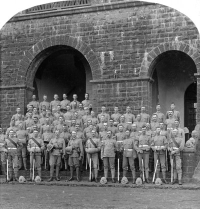 H Company, Royal Warwickshire Regiment, Belgaum, India, 1900-as évek. alkotó: Underwood and Underwood