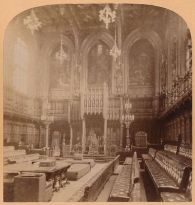 Lordok Háza, Houses of Parliament, London, Anglia, 1900. alkotó: Underwood and Underwood