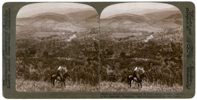 Libanon, keletre tekintve a Jordán felső völgyén át a Hermon-hegyig, 1900-as évek. alkotó: Underwood and Underwood
