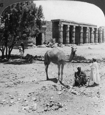 Északra nézve I. Sethos temploma felé, Théba, Egyiptom, 1905. alkotó: Underwood and Underwood