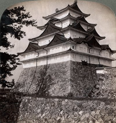 Japán hercegek középkori árkos kastélya, időnként a Mikado Nagoya, Japán, 1896 alkotó: Underwood and Underwood