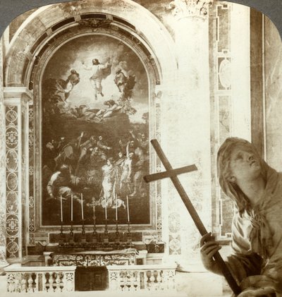 Mozaik a színeváltozás oltára fölött, Szent Péter-bazilika, Róma, Olaszország. alkotó: Underwood and Underwood