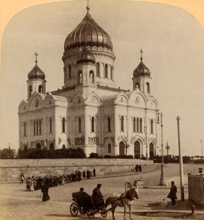 Megváltónk temploma, a legnagyobb templom Moszkvában, Oroszországban, 1898. alkotó: Underwood and Underwood