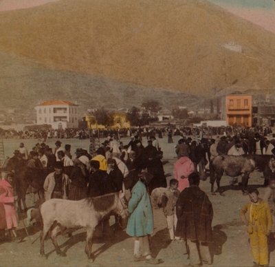 A Larisa, vagyis az ókori Citadella 950 láb magasan a Market Place-től, Argos, Görögország, 1903. Művészek: Elmer Underwood, Bert Elias Underwood. alkotó: Underwood and Underwood
