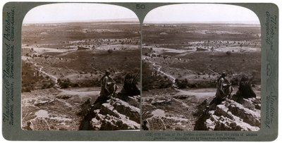 A Jordán folyó síksága, az ókori Jerikó romjairól nézve, Palesztina, 1903. alkotó: Underwood and Underwood
