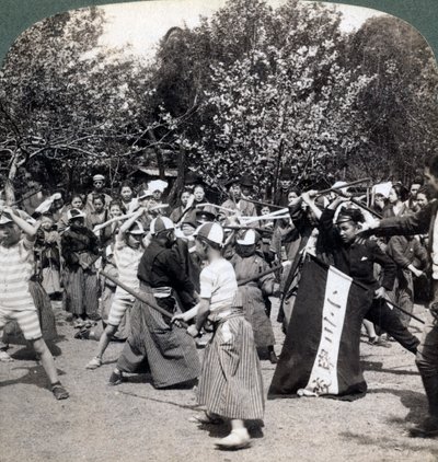 A japán fiatalok harci szelleme, Tokió, Japán, 1896 alkotó: Underwood and Underwood