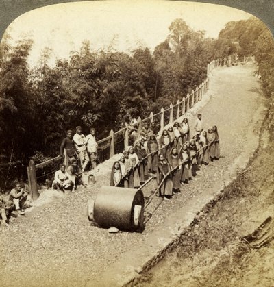 Nők a Darjeeling Highway-en, Indiában. alkotó: Underwood and Underwood