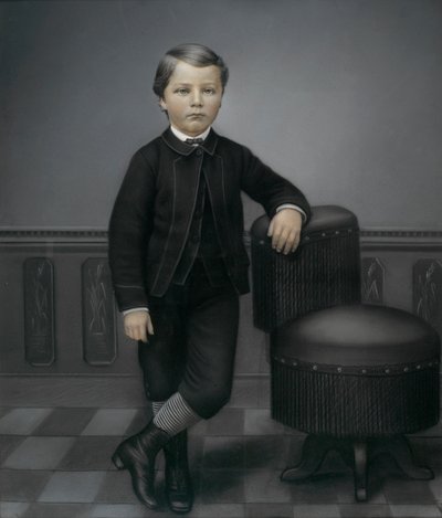 Fiatal fiú fekete öltönyben alkotó: Unidentified