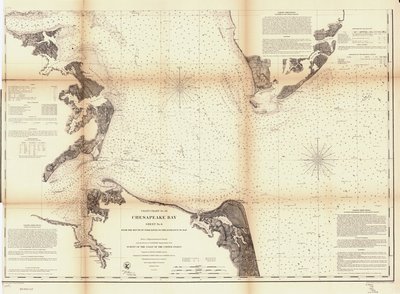 Chesapeake-öböl. 6. lap, a York folyó torkolatától az öböl bejáratáig. LOC 99447135 alkotó: United States Coast Survey