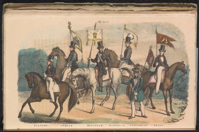Delfzijl, Zwolle, Deventer, Medemblik, Winschoten és Texel díszőreinek jelmezei és zászlói, 1840-1842 VIII. Csoport (cím az objektumon) alkotó: Unknown