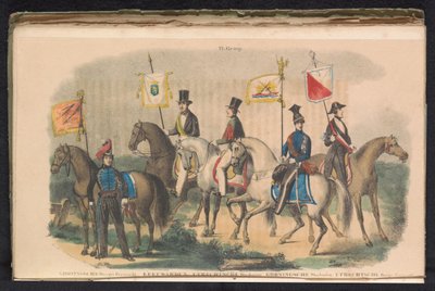 Groningen, Leeuwarden és Utrecht díszőreinek jelmezei és zászlói, 1840-1842 VI. Csoport (cím az objektumon) alkotó: Unknown