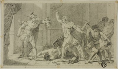 Perseus szembeszáll Phineasszal és követőivel a Medúza fejével alkotó: Unknown