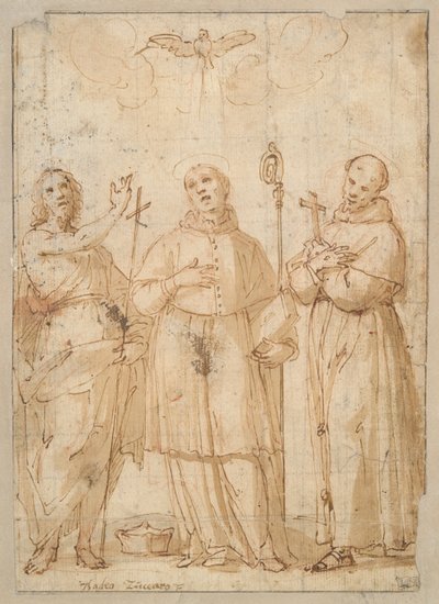 Szent János, Borromeo Szent Károly és Szent Ferenc a Szentlélek galambja alatt alkotó: Unknown