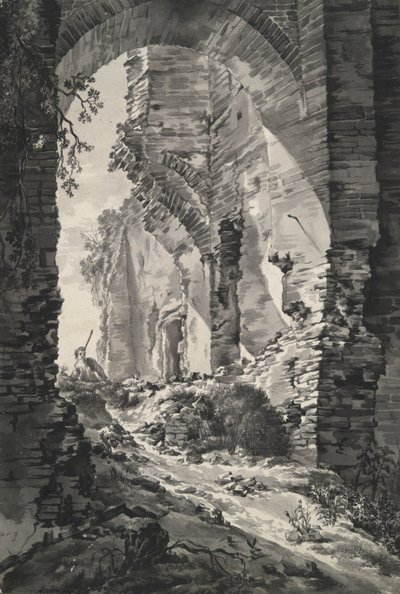 Brederode kastély romjainak bejárati kapuja, Hollandia, Shepherddel alkotó: Unknown