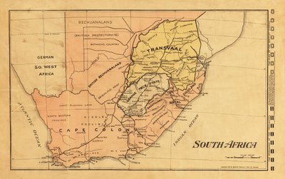 Dél-Afrika térképe 1899-ben a második búr háború idején (színes metszet) alkotó: Unknown artist