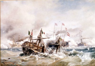1866.07.20.: Lissa-i csata Dalmácia partjainál: az osztrákok elpusztítják az olasz flottát. alkotó: Unknown artist