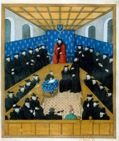 Egy bíróság a 15. században. Miniatűr. Paris, B N alkotó: Unknown artist