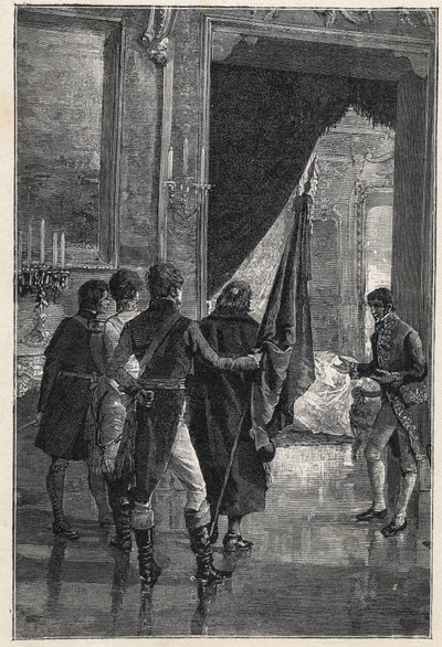 A Carbonari, a nacionalista titkos társaság küldöttségét bemutatják a két szicíliai I. Ferdinándnak (korábban IV. Nápolyi Ferdinánd) 1820. alkotó: Unknown artist