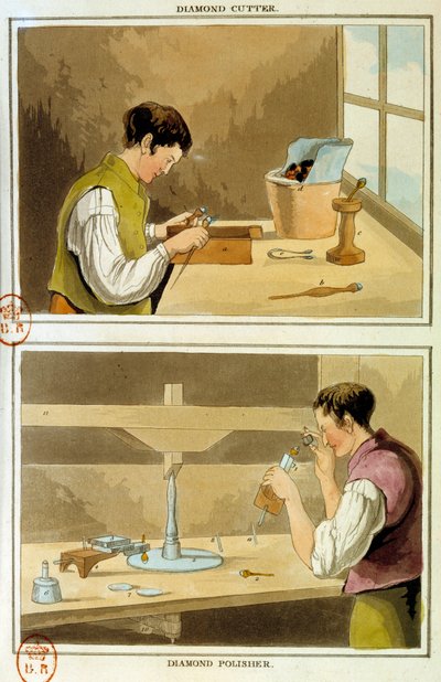 Gyémánt vágó. 19. századi metszet Paris, B.N. alkotó: Unknown artist