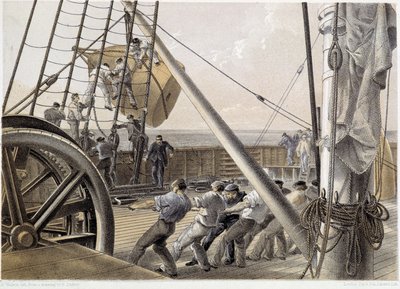1858. augusztus 2-án egy hatalmas helyszíni bóját rajzoltak – W. H. Russel „The Atlantic Telegraph” című művében, kb. 1860 alkotó: Unknown artist