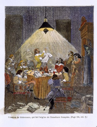 Az irodalmárok találkozója, amely a Francia Akadémia eredete volt alkotó: Unknown artist