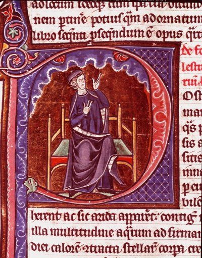 Egy szerzetes, aki miniatűr beszámolókat készít Vincent de Beauvais (1184/94-1264) „Speculum historiale” című kéziratából. 13. századi Laon, városi könyvtár alkotó: Unknown artist