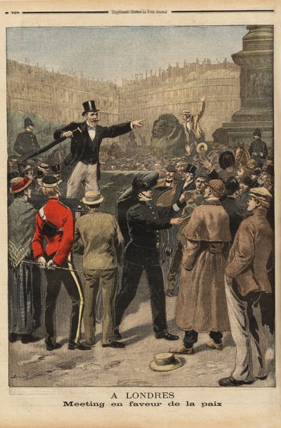 Béketalálkozó a londoni Transvaalban, a Trafalgar téren. Metszet a „” Le petit journal”-ban 1899.08.09. Selva kollekció. alkotó: Unknown artist