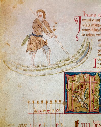 Egy paraszt, aki füvet nyír, június hónap. (miniatűr alkotó: Unknown artist