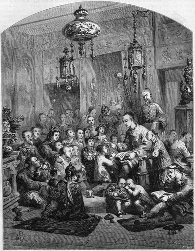 Egy iskola Kínában 1858-ban. alkotó: Unknown artist