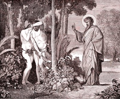 Ádám és Éva, hasonlat Louis Veuillot „Jézus Krisztus” című könyvéből, Párizsban nyomtatva alkotó: Unknown artist