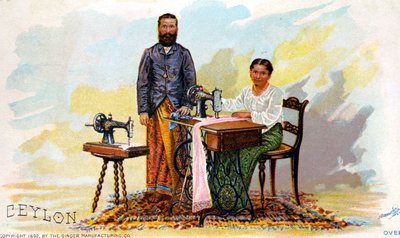 Varrógépek hirdetése Singer, Ceylon (jelenlegi Sri Lanka). 1892 alkotó: Unknown artist