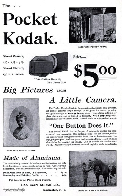 A Kodak zsebkamera reklámja. (Zseb-Kodak) 1895. Private Coll. alkotó: Unknown artist