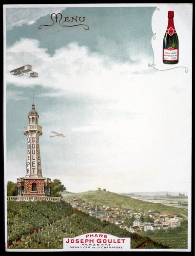 A „” Joseph Goulet - Verzenay - Grand cu de la Champagne márka reklámja. alkotó: Unknown artist