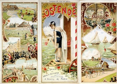 Az északi vasút reklámozása: Ostend, 5 óra Párizs, sd. század vége alkotó: Unknown artist