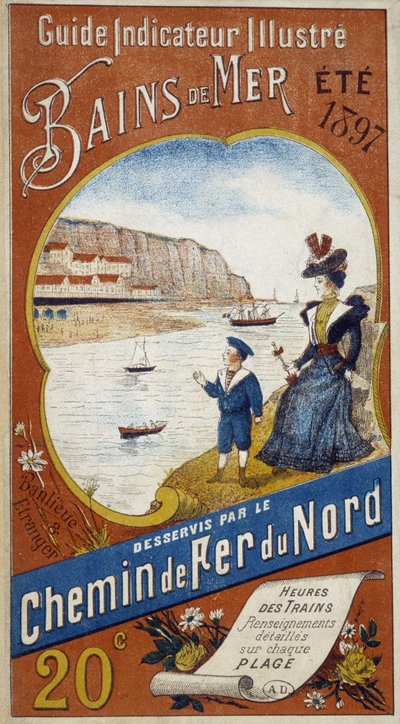 Reklámplakát az indikátor útmutatóhoz Illusztrált tengeri fürdők az Északi Vasút által, 1897 nyarán alkotó: Unknown artist
