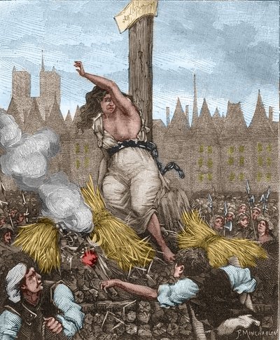 Affaire des Poisons: Catherine Deshayes, Monvoisin felesége, La Voisin beceneve (1640-1680) a hentesre ültették, és vasal megkötözték; megesküdött, és elhárította a szalmát – Kenouillac „Paris a travers les siecles” című művében alkotó: Unknown artist