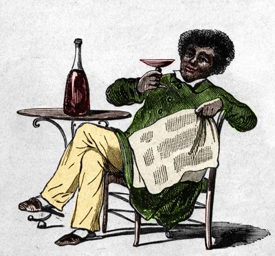 Alexandre Dumas apja (1802-1870), francia író, bort iszik. alkotó: Unknown artist
