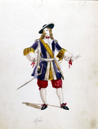 Alfredo jelmeze a „La Traviata” című operájához, Giuseppe Verditől a La Scalába 1855-ből. alkotó: Unknown artist