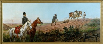 Napóleont ábrázoló allegória, amint fekete szolgája felügyelete alatt szántott Szent Ilonában, olaj, vászon, Olivier Pichat (1825-1912) alkotó: Unknown artist