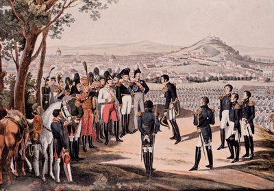 Poroszország szövetségesei Schwartzenberg vezetésével legyőzték a franciákat Marmont/Mortier vezetésével (metszet) alkotó: Unknown artist