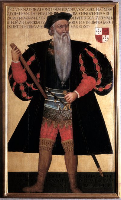 Alphonse (Alfonso vagy Afonso) de albuquerque (1453-1515) a portugál navigátor és felfedező nagyszerű portréja. 16. századi festészet. Lisszabon, Musee National D