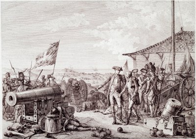 Amerikai függetlenségi háború: A grenadai csata 1779. július 6-án a brit királyi haditengerészet és a francia haditengerészet között (metszet alkotó: Unknown artist