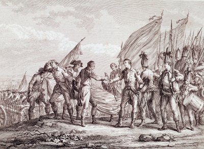Amerikai függetlenségi háború: Burgoyne tábornok feladása Saratogában alkotó: Unknown artist