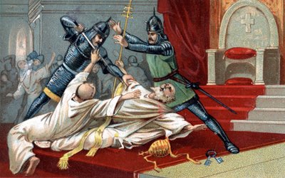 Anagni bombázás. Nogaret-i Vilmos segítőkész segítsége, akit IV. Bél Fülöp francia király küldött; 1303. szeptember 8-án megállította VIII. Bonifác pápát Anagniban (Benedetto Caetani dit Bonifacio VIII. alkotó: Unknown artist