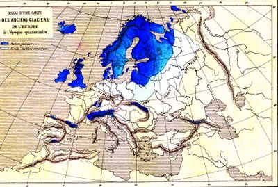 Európa ősi gleccserei, negyedidőszaki terület (metszet) alkotó: Unknown Artist
