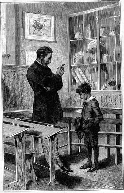 Andre Gaudry int a tanárától. Metszet a „The Journal of Youth”-ban alkotó: Unknown artist