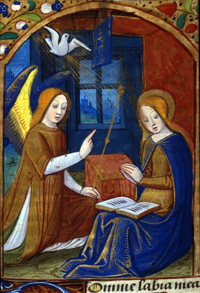 Angyali Üdvözlet. 15. századi kézirat. Biblioteca Nazionale Braidense, Milánó. alkotó: Unknown artist